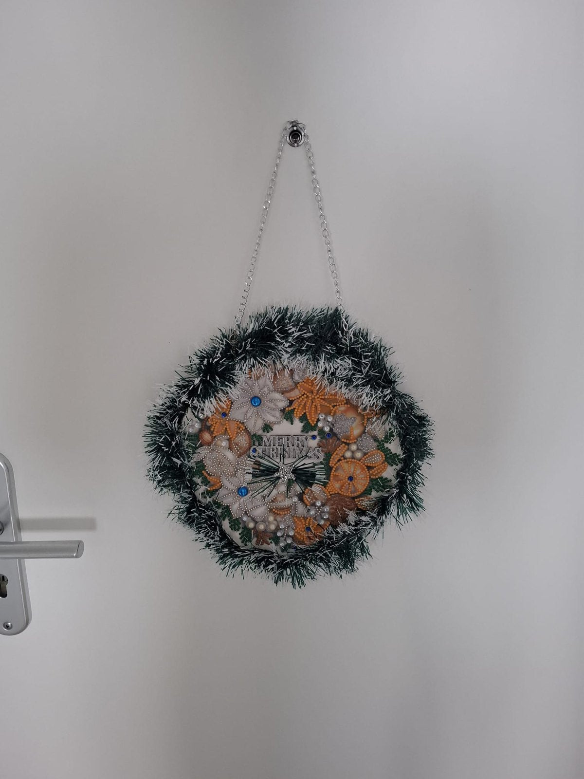 Diamond Painting Kranz „Merry Christmas“ – Glitzerndes Weihnachtsbild mit Tannenrand zum Aufhängen